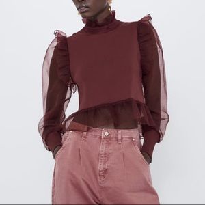 zara organza sweater